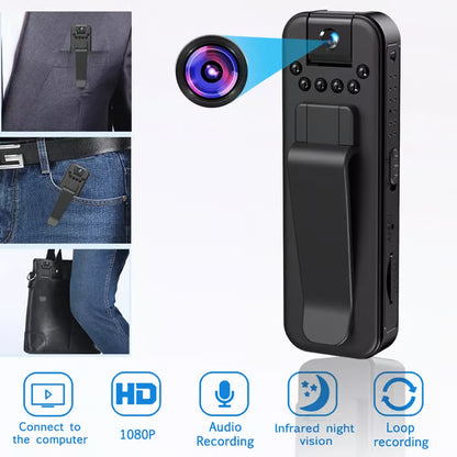 Caméra corporelle mini rechargeable 1080P avec vision nocturne & objectif rotatif 📷️