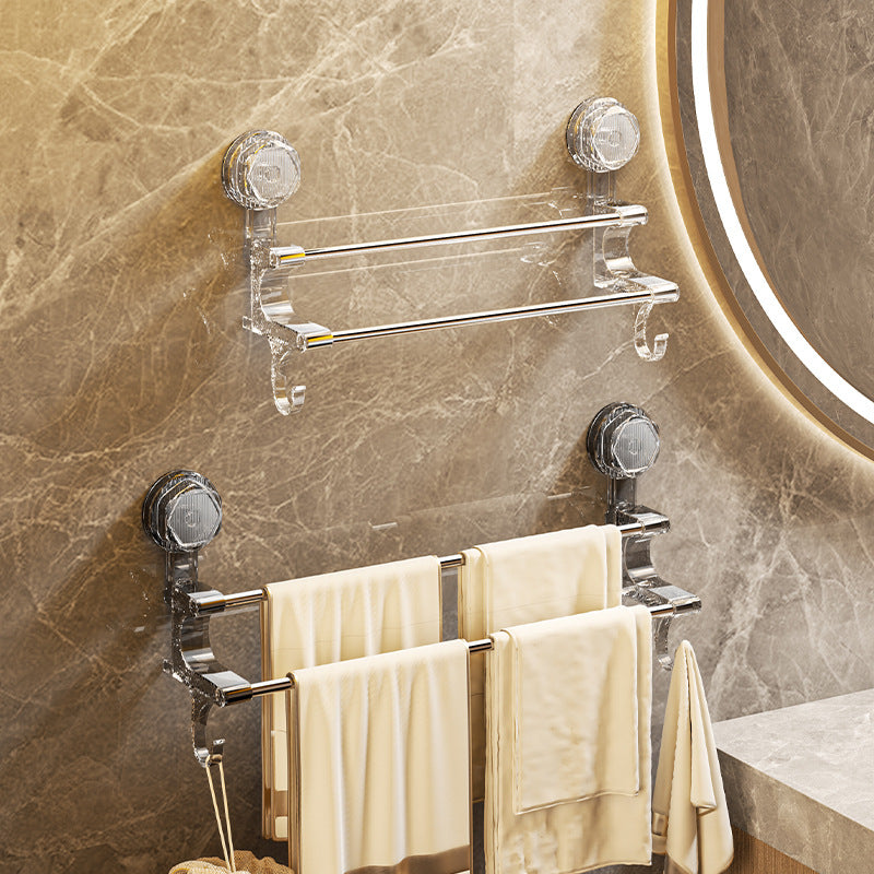 Porte‑serviettes à double tringle avec ventouses ultra‑puissantes
