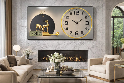 L'horloge murale élégance royale led  avec cerfs dorés
