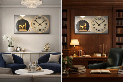 L'horloge murale élégance royale led  avec cerfs dorés