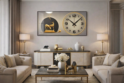 L'horloge murale élégance royale led  avec cerfs dorés
