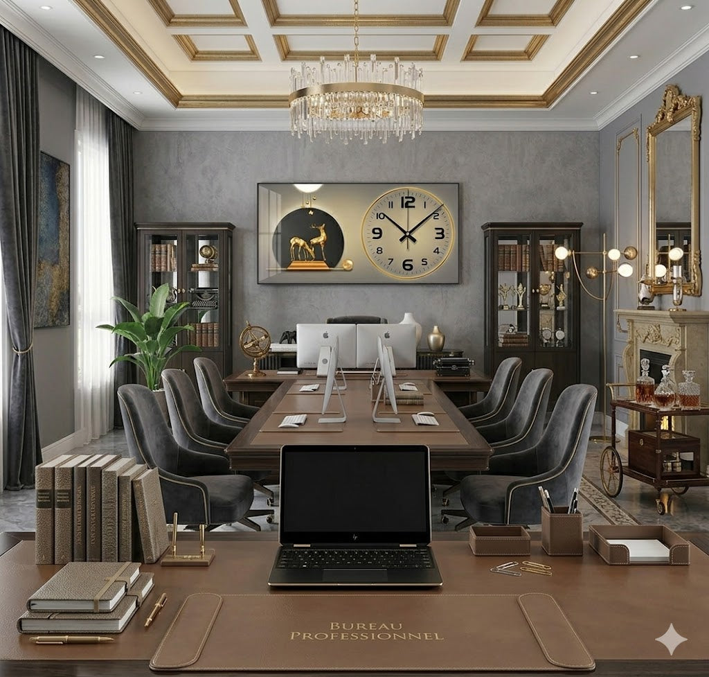L'horloge murale élégance royale led  avec cerfs dorés